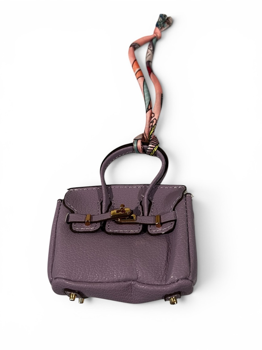 Lavender Purple Mini Top-Handle Bag Charm with Scarf Tie NWOT
